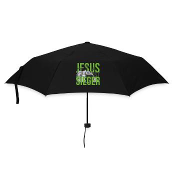 Jesus ist Sieger - Regenschirm (klein) - Schwarz - Vorne