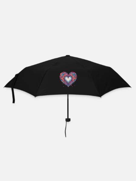 Heart psychedelic - Umbrella (small) - black