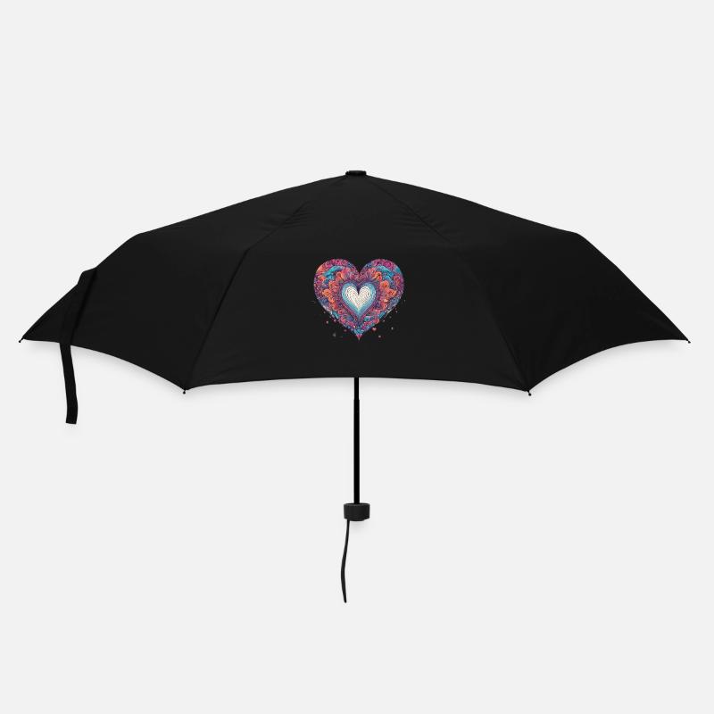Heart psychedelic - Umbrella (small) - black