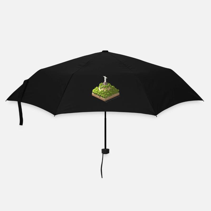 Geometrisches Low-Poly Christus der Erlöser - Regenschirm (klein) - Schwarz