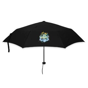 Chat Chat Visage Chats Chaton Fleurs Insecte - Parapluie standard - noir - Devant