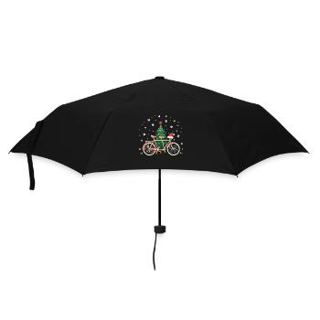 Bicycle Christmas Lights Vintage Cycling - Umbrella (small) - black - Front