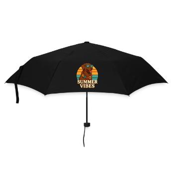 Lässiger Hund mit Sommerblumen und Sonnenbrille - Regenschirm (klein) - Schwarz - Vorne