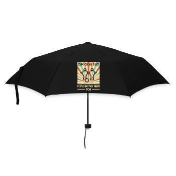 Einer Von Uns Beiden Spielt Besser Tischfußball - Regenschirm (klein) - Schwarz - Vorne