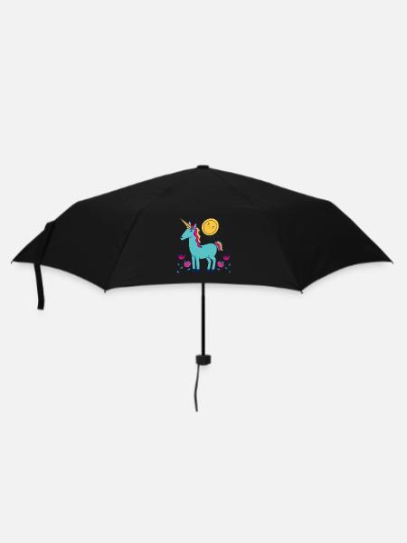 Verdant unicorn under a smiling sun - Umbrella (small) - black