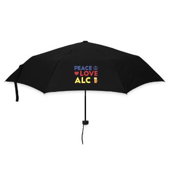 Peace Love Alcohol Geschenk - Regenschirm (klein) - Schwarz - Vorne