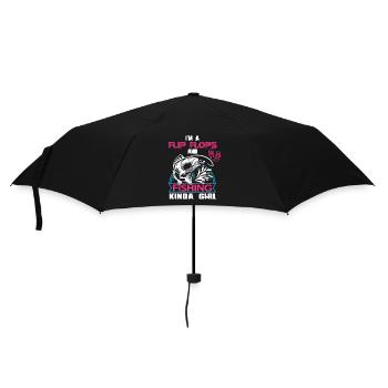 Ich bin ein Flip Flop und Fischer Mädchen - Regenschirm (klein) - Schwarz - Vorne