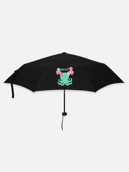 Octopus With Balloons Says Hello - Sea Fun - Umbrella (small) - black