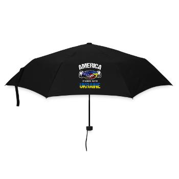 America Stands With Ukraine USA Ukrainian Flag - Umbrella (small) - black - Front