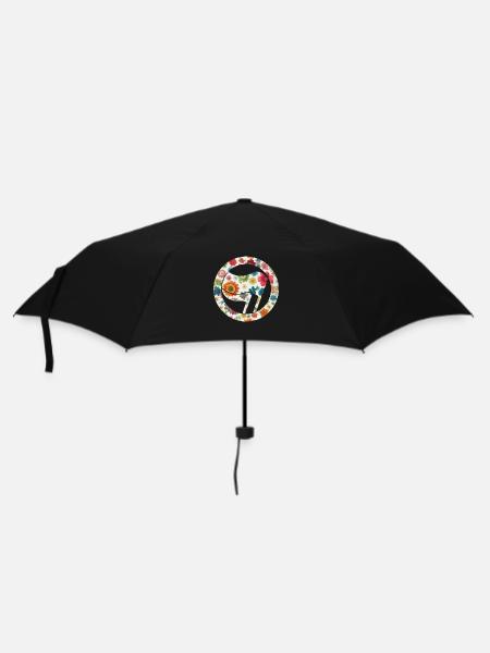 Drapeau floral Antifa rouge coloré - Parapluie standard - noir