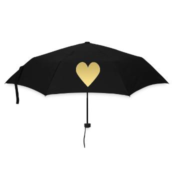 Herz aus Gold - Regenschirm (klein) - Schwarz - Vorne