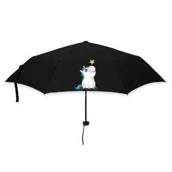 Süßes Comic Einhorn - Regenschirm (klein) - Schwarz - Vorne
