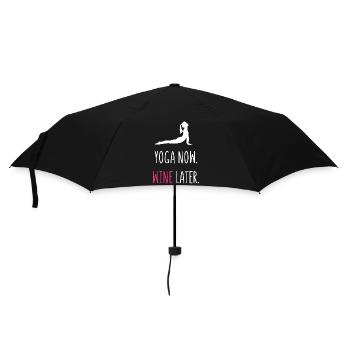 Yoga Now Wine Later - Regenschirm (klein) - Schwarz - Vorne
