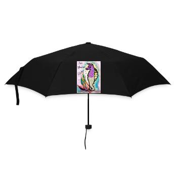 EG Seepferdchen I Tier I Meer I Urlaub i Geschenk - Regenschirm (klein) - Schwarz - Vorne