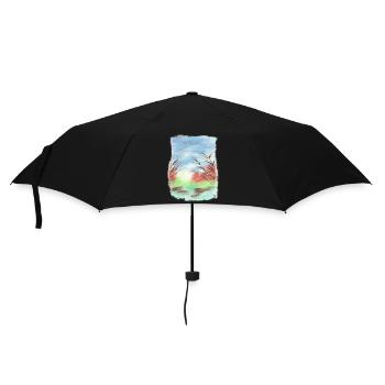 Beach/dune blue/green tones (pastel chalk) - Umbrella (small) - black - Front