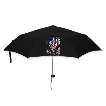 Trucker shirt with eagle on American flag - Umbrella (small) - black - Front