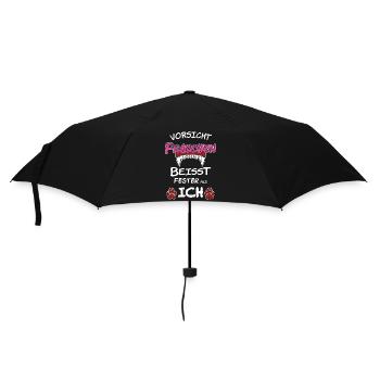 Frauchen Vorsicht Hund Pfote Zähne - Regenschirm (klein) - Schwarz - Vorne