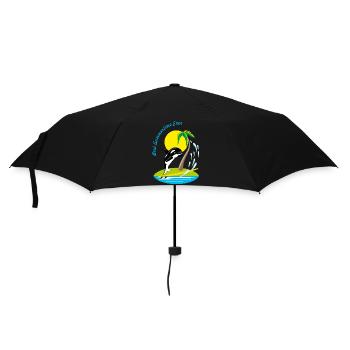 Lächelnder Cartoon-Orca-Wal auf einem Surfbrett - Regenschirm (klein) - Schwarz - Vorne