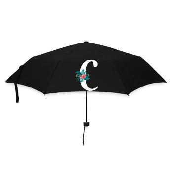 Buchstabe C blumig - Regenschirm (klein) - Schwarz - Vorne