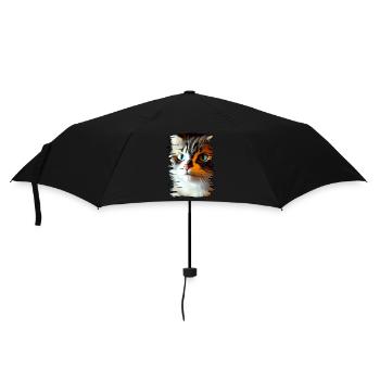 Katzengesicht - Regenschirm (klein) - Schwarz - Vorne