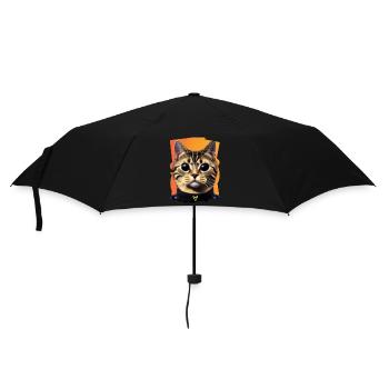 Katzenportrait - Regenschirm (klein) - Schwarz - Vorne