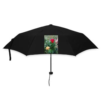 1 red rose and 1 yellow with small hand - Umbrella (small) - black - Front