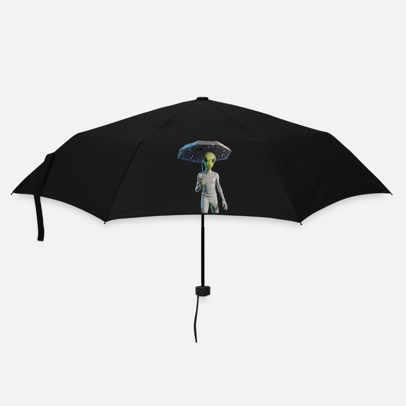 Alien mit Regenschirm - Regenschirm (klein) - Schwarz
