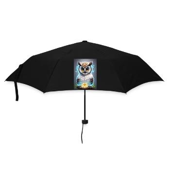 Hibou mignon avec une aura néon légère et de grands yeux - Parapluie standard - noir - Devant