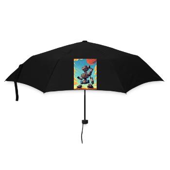 50s Cartoon - Crazy Robot - Sci-Fi - Umbrella (small) - black - Front