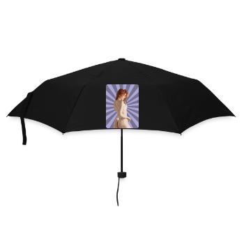 Sexy T-Shirt Redhead Girl Woman Pinup Comic Pop - Umbrella (small) - black - Front