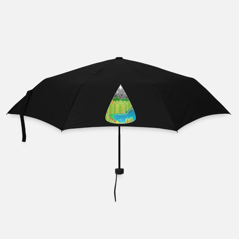 Magie de la forêt du lac des Alpes - Parapluie standard - noir