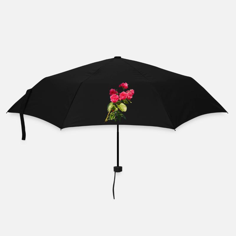 Roter Rosenstrauch - Regenschirm (klein) - Schwarz