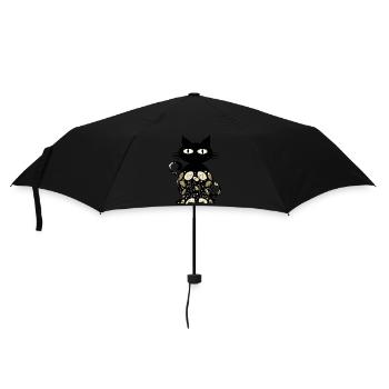 Katze - Regenschirm (klein) - Schwarz - Vorne