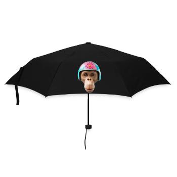 Affe mit Vintage-Helm - Regenschirm (klein) - Schwarz - Vorne