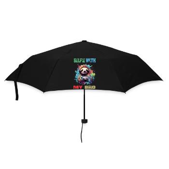 Witziges Gamer & Zocker Design mit Faultier - Regenschirm (klein) - Schwarz - Vorne