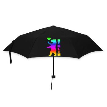 Pride Berlin Bear with Heart Rainbow Flag - Umbrella (small) - black - Front