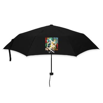 Abstrakte Katze auf T-Shirt - Regenschirm (klein) - Schwarz - Vorne