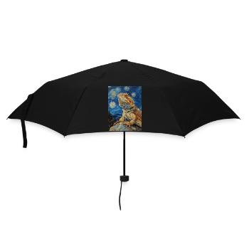Bartagamen, echsen, van gogh, sternennacht - Regenschirm (klein) - Schwarz - Vorne