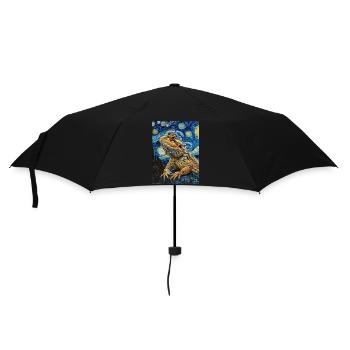 Bartagamen, echsen, van gogh, sternennacht - Regenschirm (klein) - Schwarz - Vorne