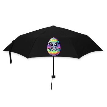 Alien Osterei-Schlüpfen Design: Bunte Überraschung - Regenschirm (klein) - Schwarz - Vorne