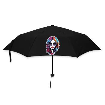 Frau / hübsch / Porträt / buntes Haar / Model - Regenschirm (klein) - Schwarz - Vorne
