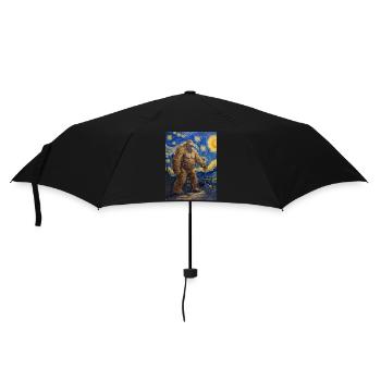 bigfoot, big foot, van gogh, sternenacht - Regenschirm (klein) - Schwarz - Vorne