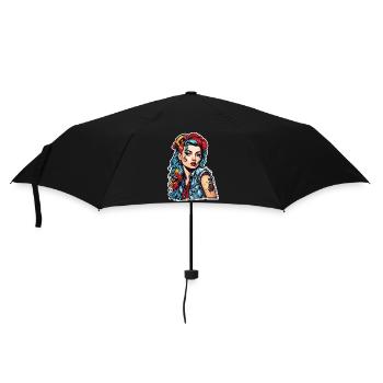 Rockabilly / Pin-up Girl / Frauenpower / 50er - Regenschirm (klein) - Schwarz - Vorne