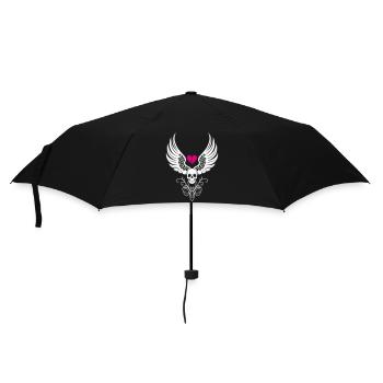Totenschädel gebrochenes Herz Anti Valentinstag - Regenschirm (klein) - Schwarz - Vorne