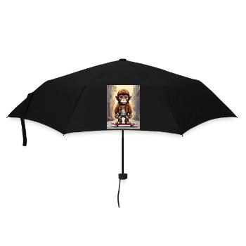 Skate-Monkey im Großstadt-Style - Regenschirm (klein) - Schwarz - Vorne