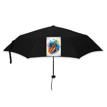 Watercolor saxophone - Umbrella (small) - black - Front