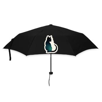 Katze Silhouette - Regenschirm (klein) - Schwarz - Vorne