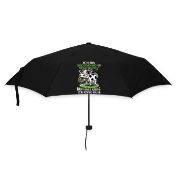 Ich bin Second Hand Vegetarier - Kuh Meme - Regenschirm (klein) - Schwarz - Vorne