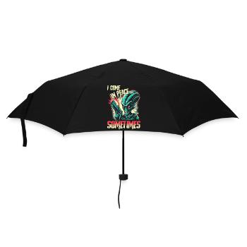 Ich komme in Frieden... Manchmal - Retro Alien Sci-Fi - Regenschirm (klein) - Schwarz - Vorne