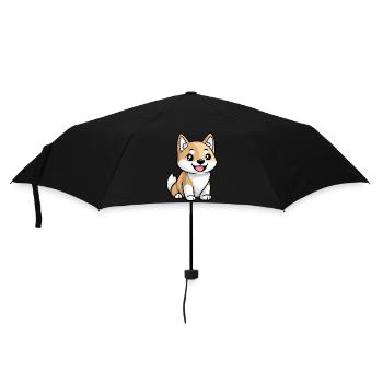 Akita Inu Hund Comic Baby - Regenschirm (klein) - Schwarz - Vorne